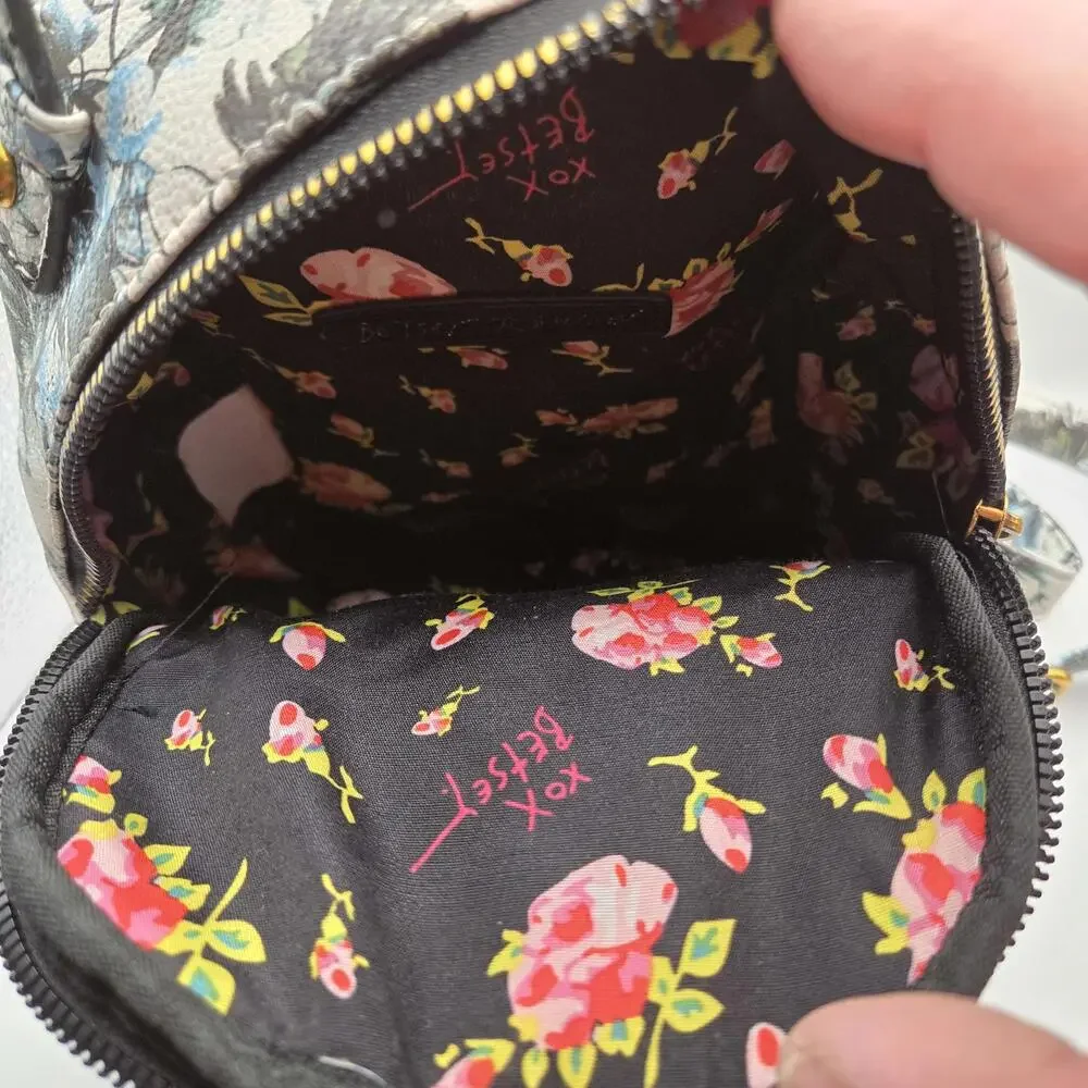 Betsey Johnson Kitsch Puppy Mini Backpack Blue Rose Floral Dog Aesthetic Kawaii